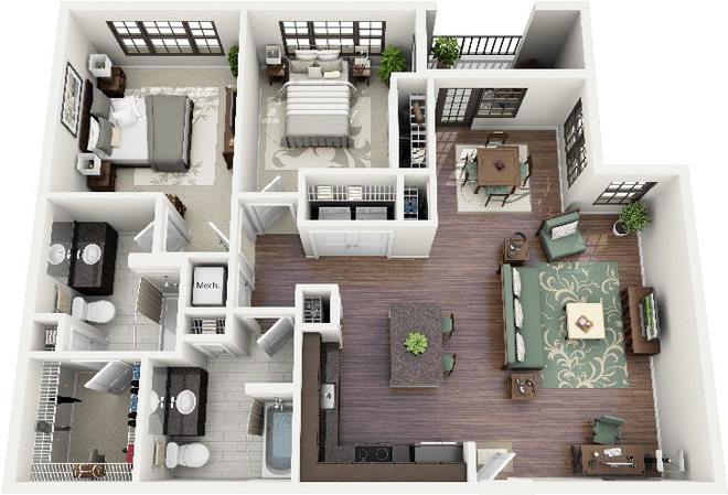 Thiết kế nội thất chung cư 70m2 hiện đại