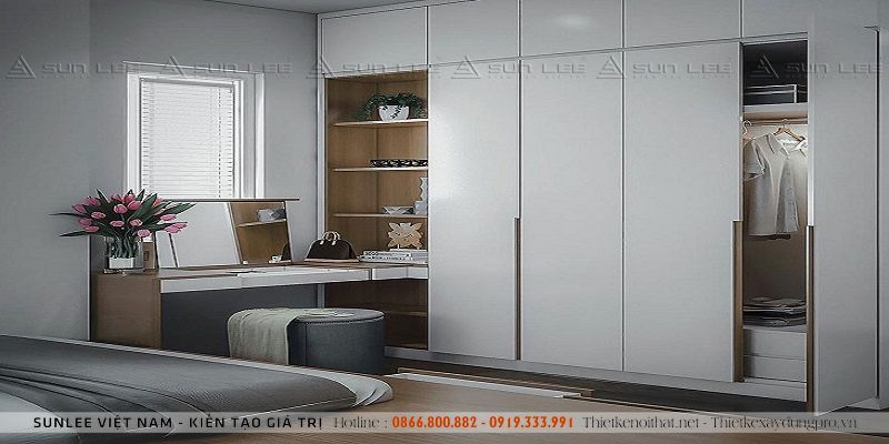 thiet-ke-noi-that-chung-cu-160m2_7 Thiết kế tủ quần áo cánh trượt hiện đại, tiện nghi