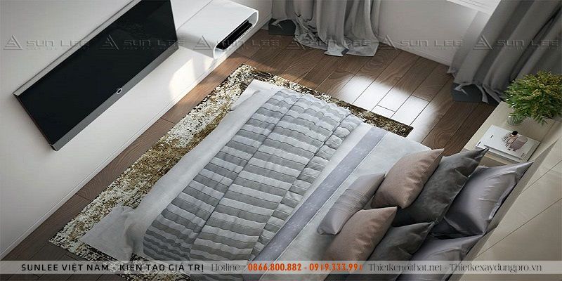 thiet-ke-noi-that-chung-cu-160m2_8 Phòng ngủ chính được thiết kế khá đơn giản nhỏ gọn