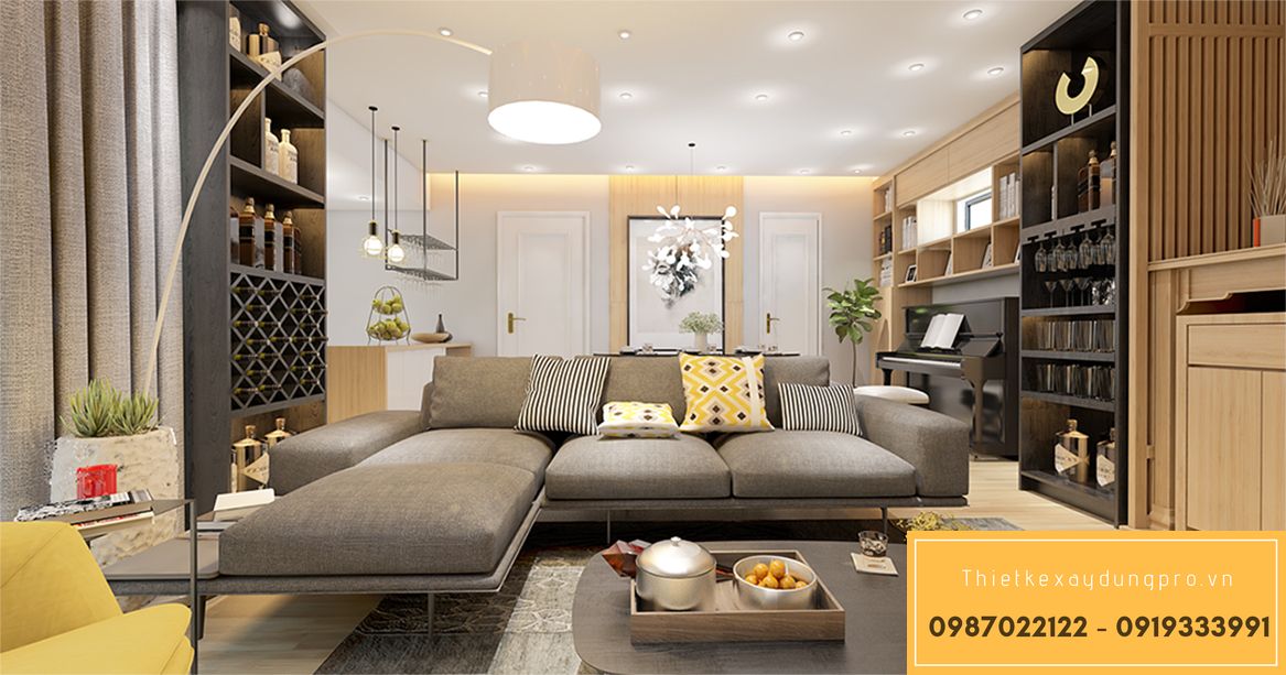 thiet-ke-phong-khach-30m2_2 Tủ để rượu thiết kế ấn tượng