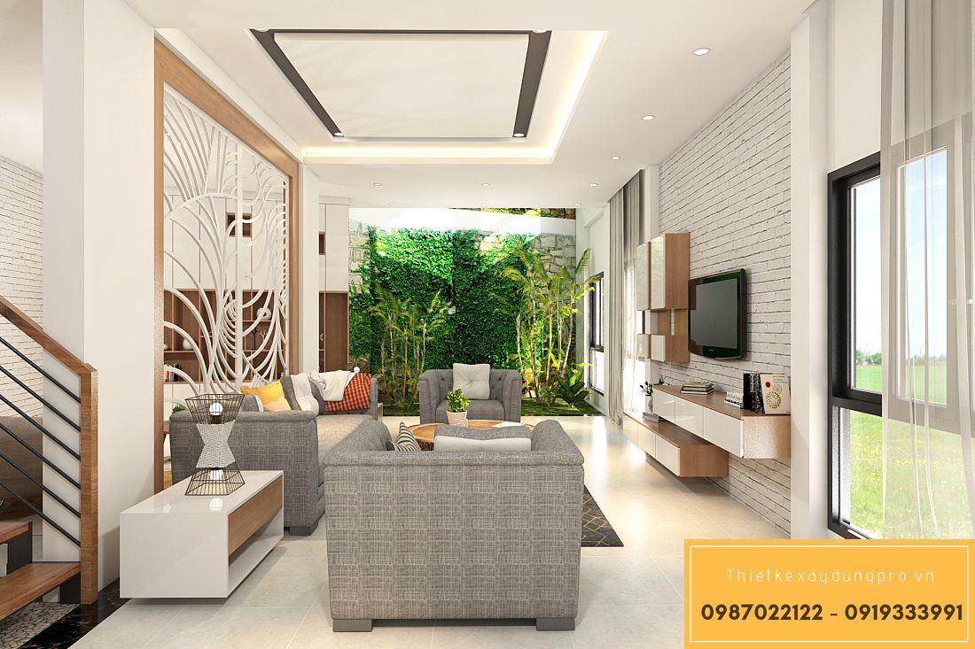 thiet-ke-phong-khach-30m2_21-1 Phòng khách cửa hướng ra ngoài gần gũi với thiên nhiên