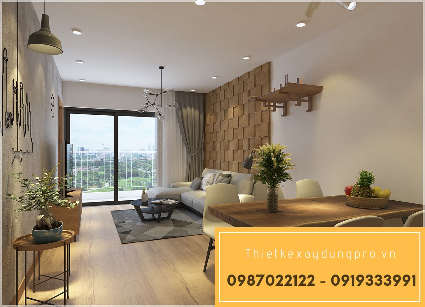thiet-ke-phong-khach-30m2_281 Không gian dễ chịu khi có cửa to rộng