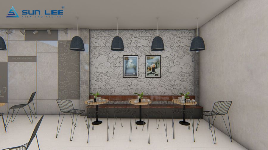 Thiết kế nội thất quán cafe với chi tiết đơn giản tối ưu