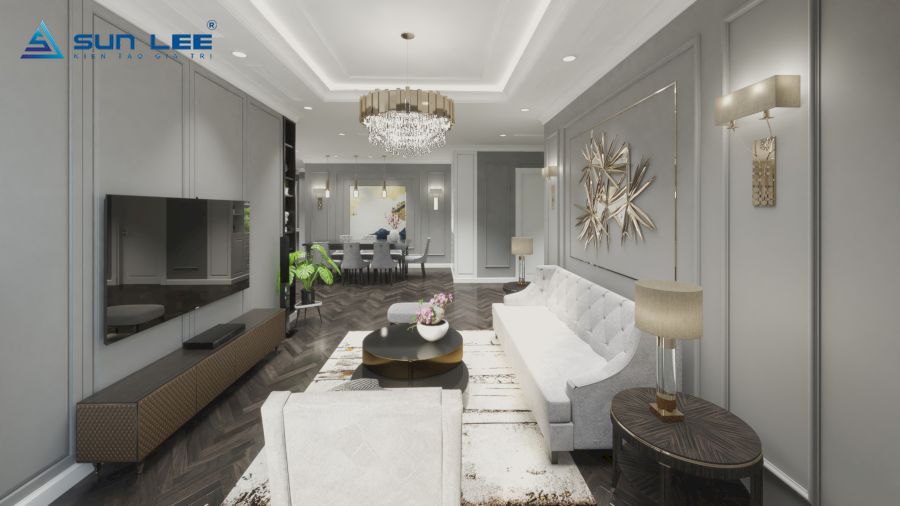 Không gian phòng khách thiết kế tiện nghi tinh tế