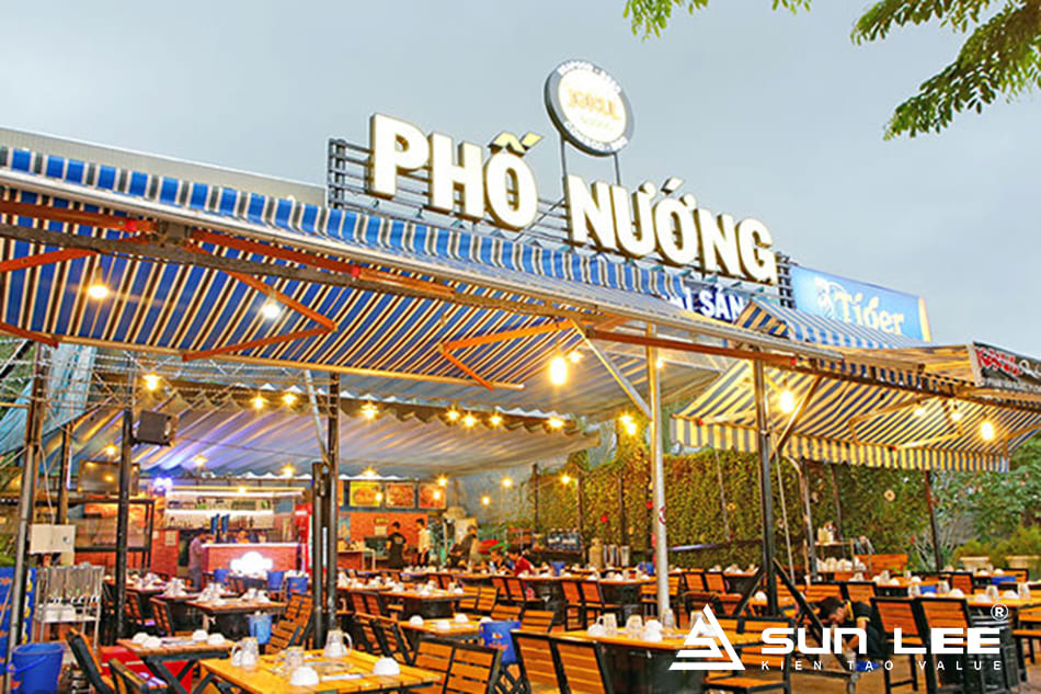 Mẫu thiết kế quán nướng vỉa hè ngoài trời