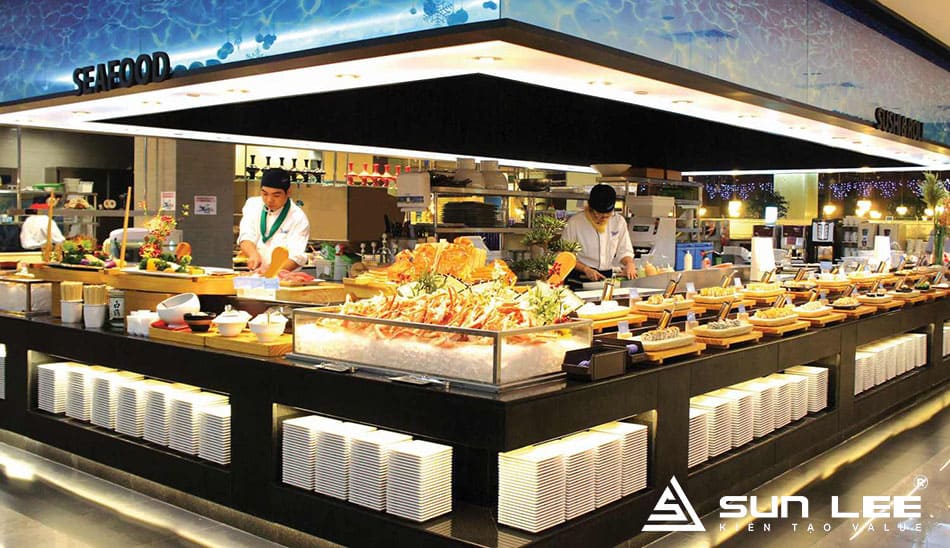 Thiết kế nhà hàng buffett có bếp mở